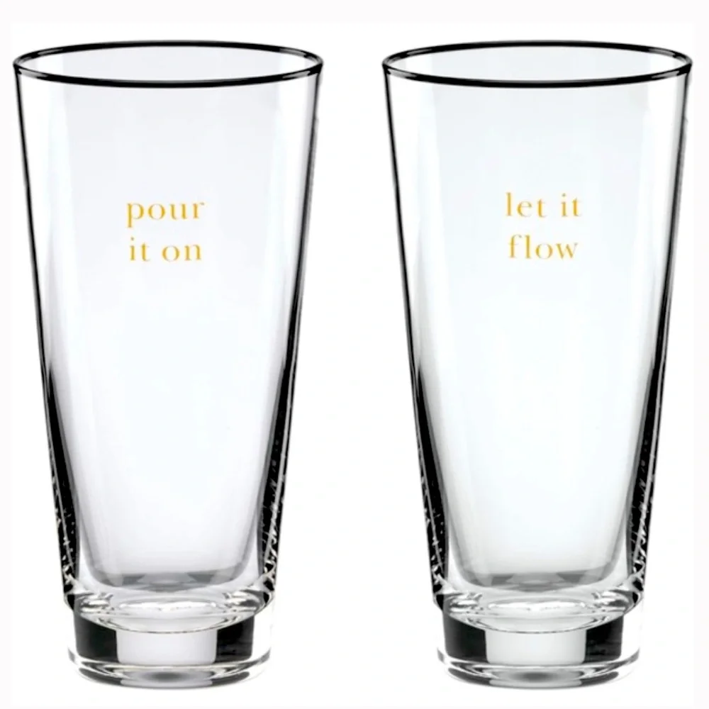 kate spade gold-lettered Clear Pint Glasses (set of 2)